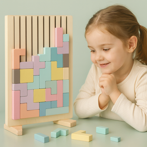 Wooden Stacking Puzzle Game for Kids & Adults – Montessori STEM Educational Toy for Family Fun & Learning