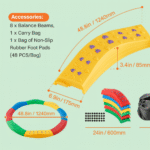 SucceBuy Montessori Toddler Balance Beam & Stepping Stones Set, Wooden Sensory & Motor Skills Toy for Kids 2–6, Non-Slip, Indoor/Outdoor Use - Image 2