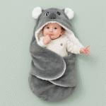 Newborn Baby Hooded Swaddle Blanket – Soft Velvet, Cartoon Animal Design, Warm Wrap for Fall & Winter - Image 2