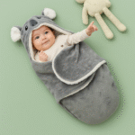 Newborn Baby Hooded Swaddle Blanket – Soft Velvet, Cartoon Animal Design, Warm Wrap for Fall & Winter - Image 6