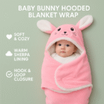 Newborn Baby Hooded Swaddle Blanket – Soft Velvet, Cartoon Animal Design, Warm Wrap for Fall & Winter - Image 7