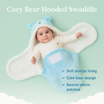 Newborn Baby Hooded Swaddle Blanket – Soft Velvet, Cartoon Animal Design, Warm Wrap for Fall & Winter